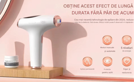 Epilator IPL OIAO E69-HR009, Pentru Epilare Definitiva Fara Durere, Tehnologie IPL, 5 Trepte De Intensitate, Senzor Piele SmartSkin, Mod Automat, Cu Afisaj, 990.000 de Pulsati [9]