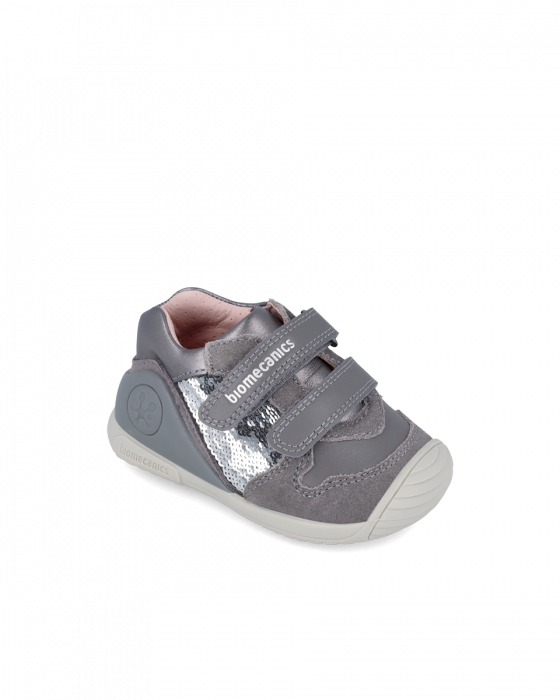 Pantofi fete, din piele naturala, gri, Biomecanics 241104-A213 [2]
