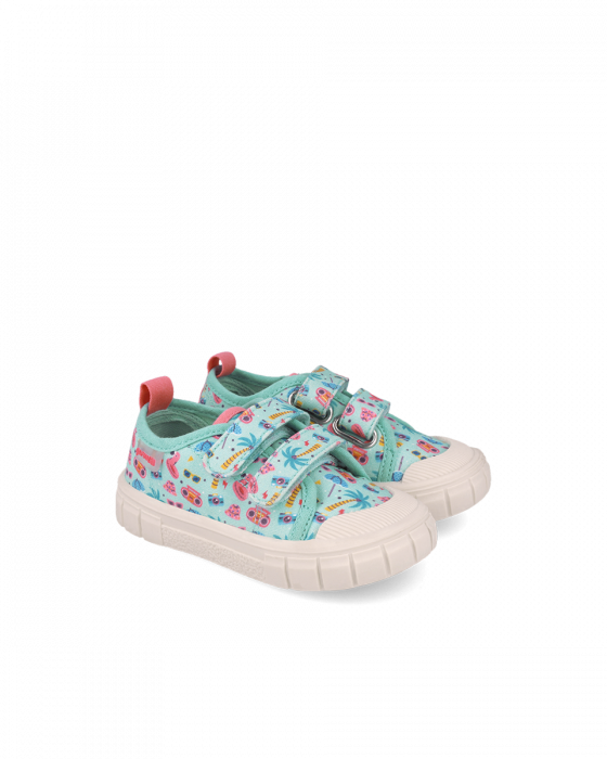 Pantofi din material textil, turquoise, cu imprimeuri, Pique, Garvalin 252383-A539 [2]