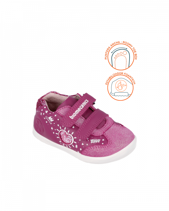 Pantofi fete, din piele naturala, roz, lat, wider, Biomecanics 241163-C201 [4]