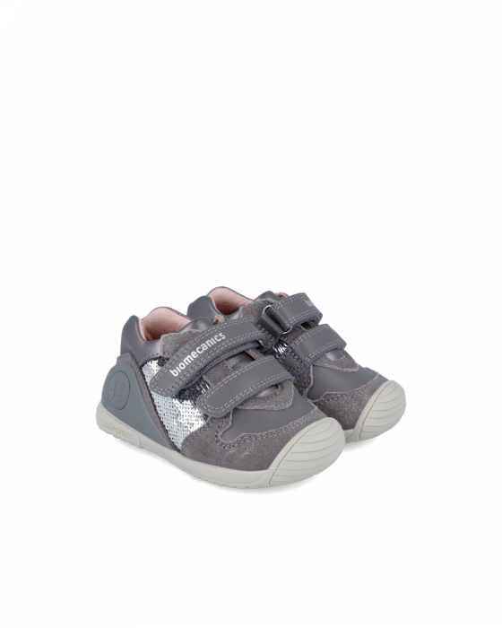 Pantofi fete, din piele naturala, gri, Biomecanics 241104-A213 [1]