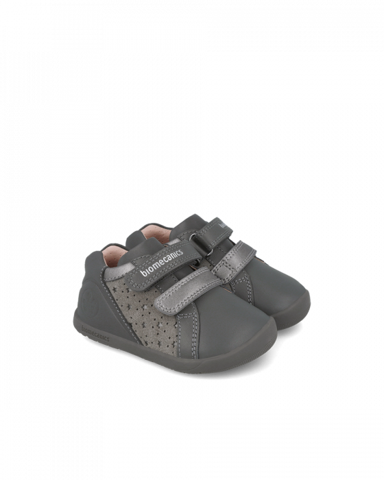 Pantofi fete, din piele naturala, gri cu stelute, Biomecanics 251151-A213 [5]