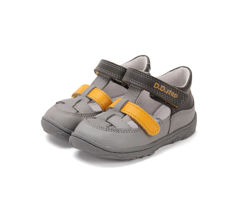 Sandale baieti, din piele naturala, deschise, gri, BAREFOOT, DD STEP H077-51332 [2]