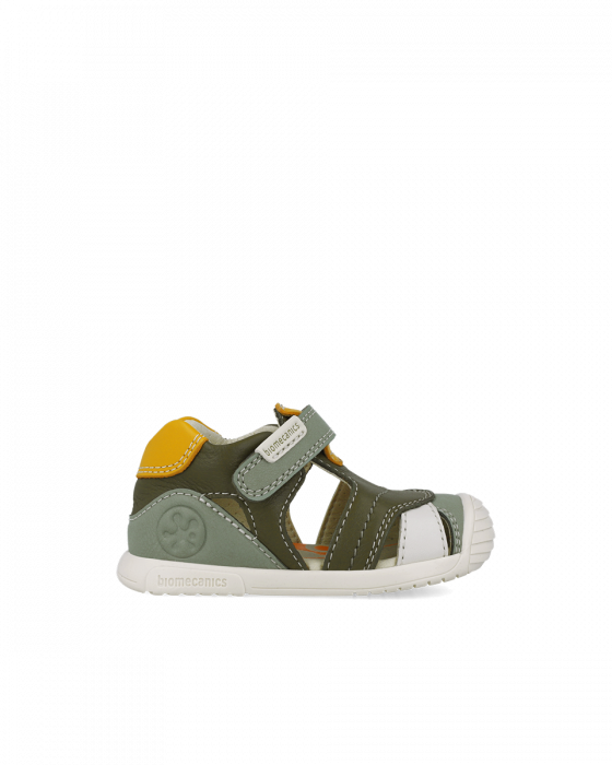 Sandale Baieti, din piele naturala, verde militar, Biomecanics 252126-B788 [4]