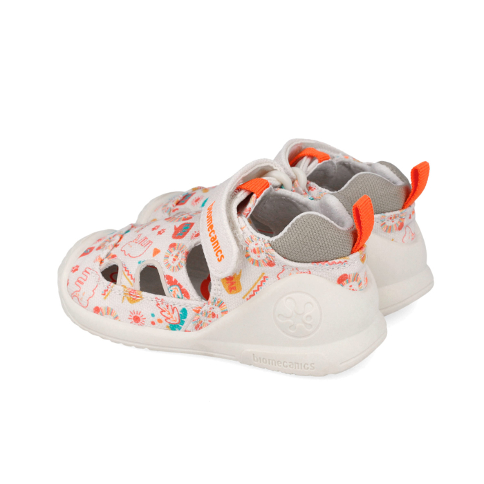 Sandale fete, din material textil, crem cu imprimeu, Biomecanics 262184-B103 [3]