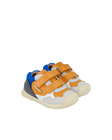 Pantofi baieti, din piele naturala, galben multicolor, Biomecanics  241130-B240 [1]