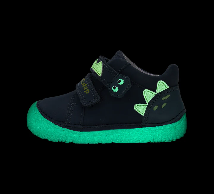Ghete baieti - Ghete baieti din piele DD Step,  Barefoot LUMINO Albastru Royal S073-52875