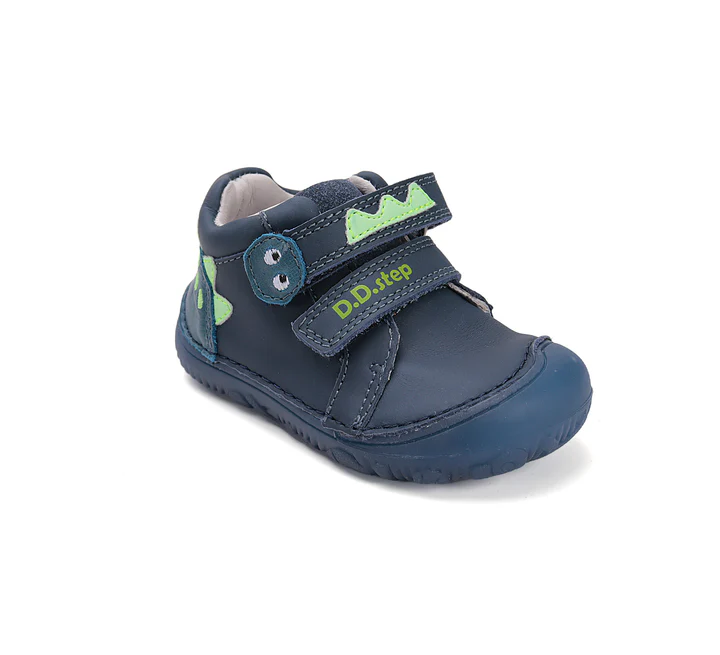 Ghete baieti - Ghete baieti din piele DD Step,  Barefoot LUMINO Albastru Royal S073-52875