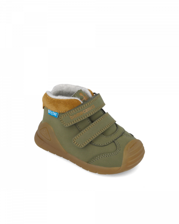 Ghete baieti - Ghete copii din piele naturala, imblanite, Kaki, Biomecanics 251134-B801FB