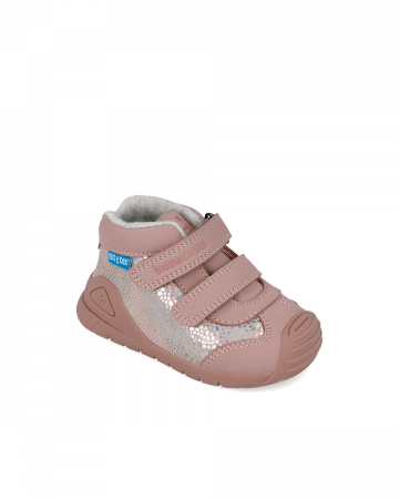 Incaltaminte fete - Ghete copii din piele naturala, imblanite, Rosa, Biomecanics 251134-D032FB