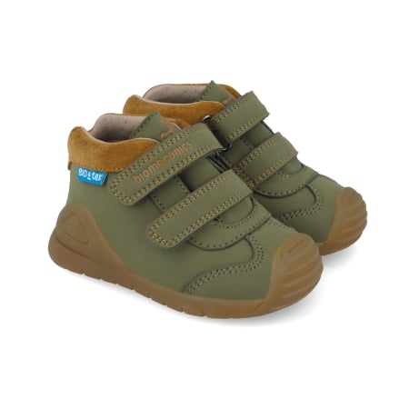 Incaltaminte baieti - Ghete copii din piele naturala, imblanite, Kaki, Biomecanics 251134-B801FB