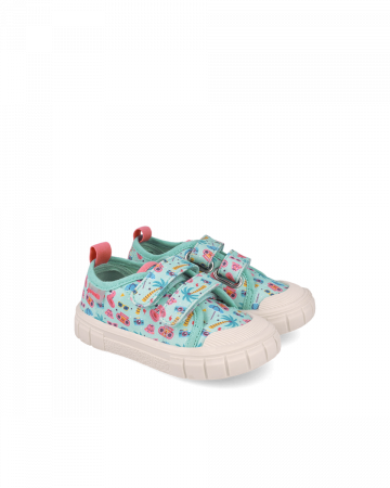 Pantofi din material textil, turquoise, cu imprimeuri, Pique, Garvalin 252383-A539 [1]