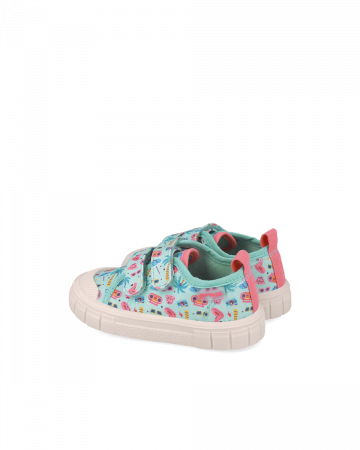 Pantofi din material textil, turquoise, cu imprimeuri, Pique, Garvalin 252383-A539 [2]