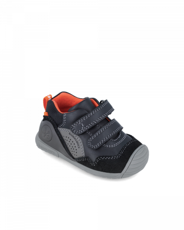 Pantofi baieti - Pantofi baieti, din piele naturala, negru multicolor, Biomecanics 241120-A054