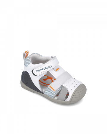 Sandale baieti, din piele naturala, alb, Biomecanics 252117-C050