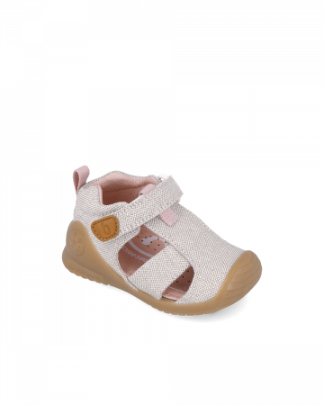 Sandale fete - Sandale fete, din material textil, argintiu, Biomecanics 252181-C050