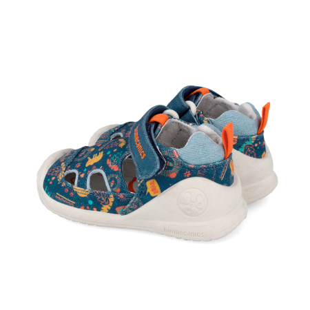 Sandale baieti, din material textil, jeans cu imprimeu dino, Biomecanics 262184-A556 [2]