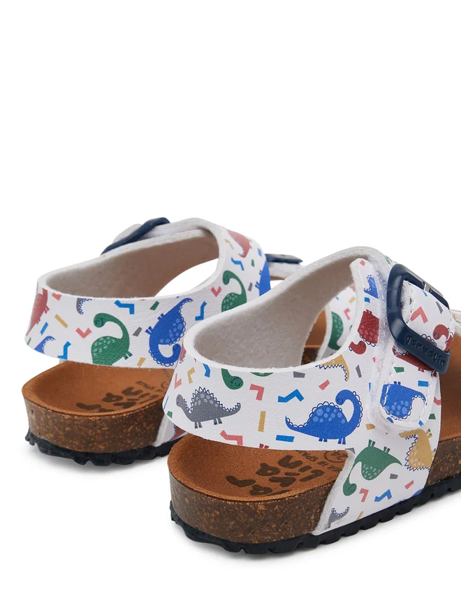 Sandale baieti, din material sintetic, alb mat cu imprimeuri, Garvalin 252472-B050 [4]