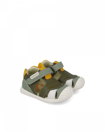 Sandale Baieti, din piele naturala, verde militar, Biomecanics 252126-B788 [1]