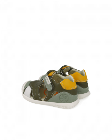 Sandale Baieti, din piele naturala, verde militar, Biomecanics 252126-B788 [2]