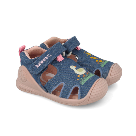 Incaltaminte fete - Sandale fete din material textil, jeans, Biomecanics 262178-A371