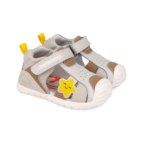 Sandale baieti - Sandale baieti, din piele naturala, beige Biomecanics  262127-B695