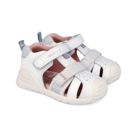 SS2026 - Sandale fete, din piele naturala, alb, Biomecanics 262111-B313