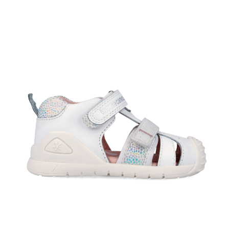 Sandale fete, din piele naturala, alb, Biomecanics 262111-B313 [1]