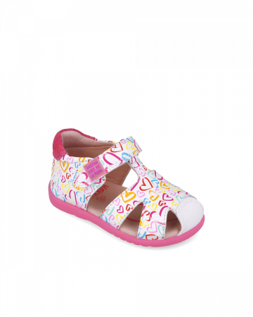 Sandale fete - Sandale fete, din piele naturala, alb cu imprimeuri colorate, AGATHA RUIZ DE LA PRADA 252902-B050