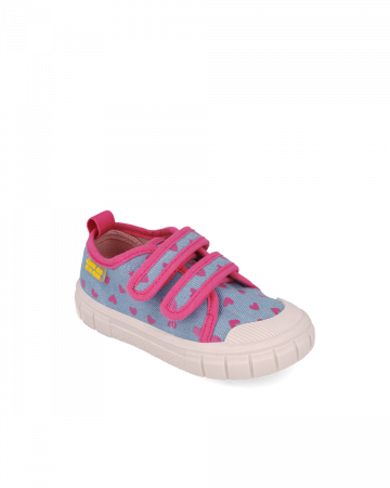 Sneakers fete, din material textil, albastru-blug cu imprimeuri roz, Agatha Ruiz De La Prada 252931-A224 [0]