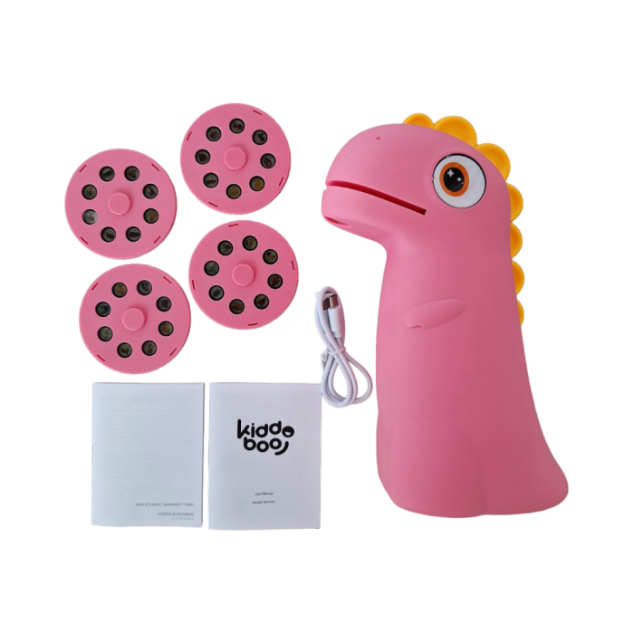 Proiector de desen pentru copii KIDDOBOO Dino's Art Pink, 32 imagini, 4 discuri, lampă de veghe, 4+ ani [5]
