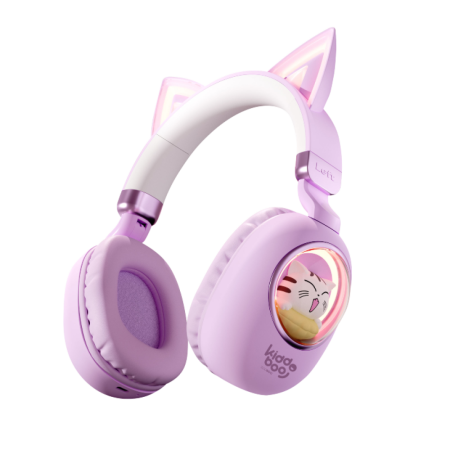 Casti & Sunet - Bluetooth pentru Copii KIDDOBOO Delulu Lavender, Limitare Volum 86 dB, Bluetooth 5.0, 9+