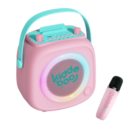 Casti & Sunet - Boxă Karaoke Bluetooth pentru copii KIDDOBOO KidsVoice Pink, microfon inclus, 10W, Bluetooth 5.3, 4+ ani