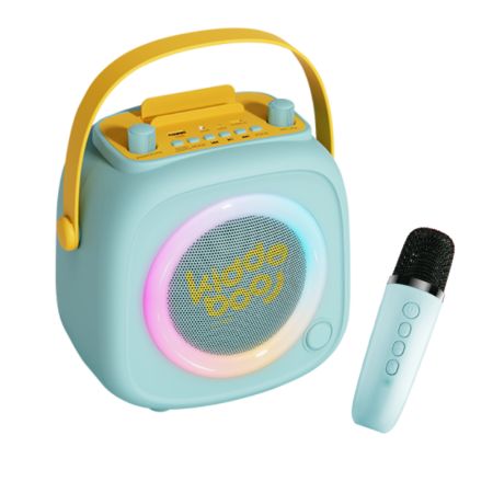 Casti & Sunet - Boxă Karaoke Bluetooth pentru copii KIDDOBOO KidsVoice Mint, microfon inclus, 10W, Bluetooth 5.3, 4+ ani