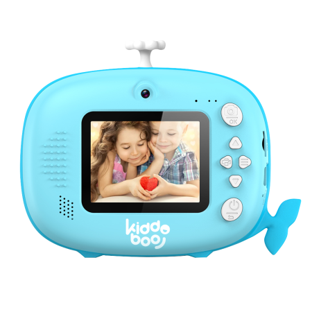 Gadgets - Cameră foto instant pentru copii KIDDOBOO FotoFun 2 Whale Blue, imprimare termică, 2MP, card 32GB, 4+ ani