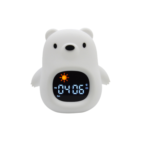 Trending Now !! - Ceas deșteptător și lampă de veghe copii KIDDOBOO SoundGlow Bear, sunete albe, Sleep Trainer, LED, 4+ ani