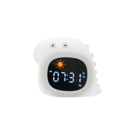 Idei de cadouri - Ceas Sleep Trainer și lampă de veghe copii KIDDOBOO SoundGlow Dino, sunete albe, alarmă, LED, 4+ ani