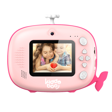 Gadgets - Cameră foto instant pentru copii KIDDOBOO FotoFun 2 Whale Pink, imprimare termică, 2MP, card 32GB, 4+ ani