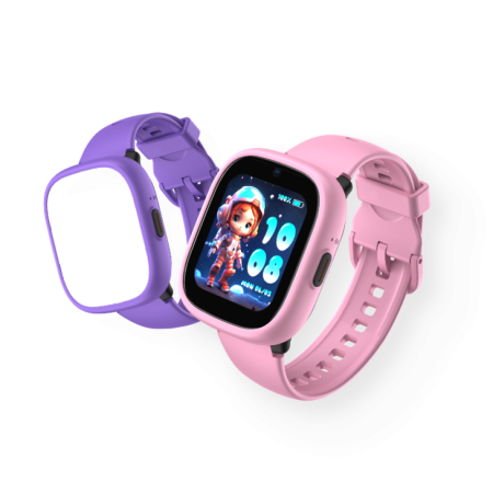 Trending Now !! - Smartwatch copii 4G cu GPS și apel video KIDDOBOO WatchMe K3 Gen2, Pink/Purple, cameră, SOS, control parental, IP68