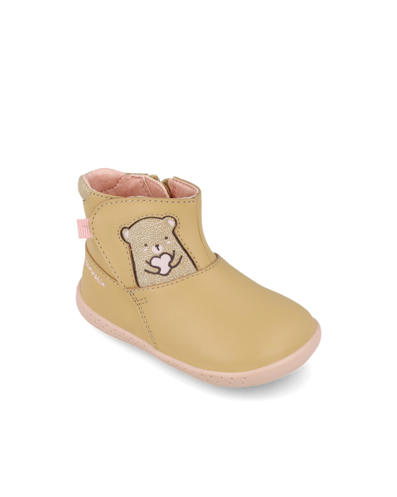 Cizme copii, fete, barefoot, galben cu urs, Garvalin [3]