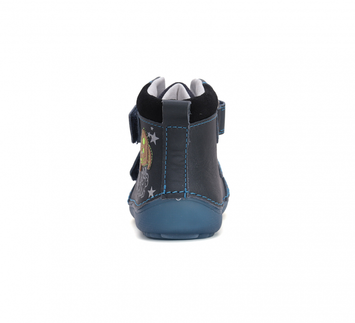Ghete baieti din piele naturala, barefoot-bleumarin DD Step [3]