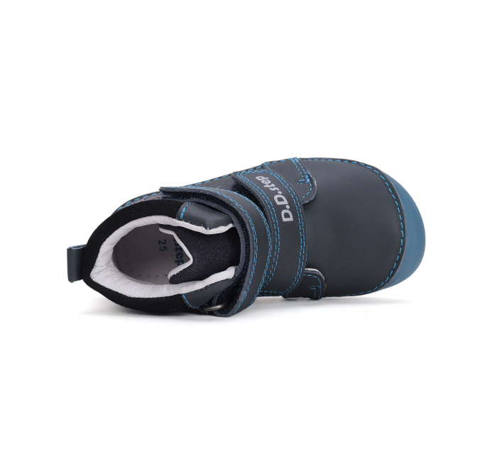 Ghete baieti din piele naturala, barefoot-bleumarin DD Step [5]