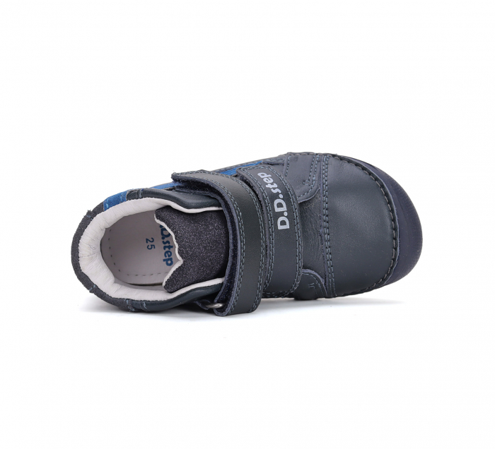 Ghete baieti din piele naturala, barefoot - negru DD Step [2]