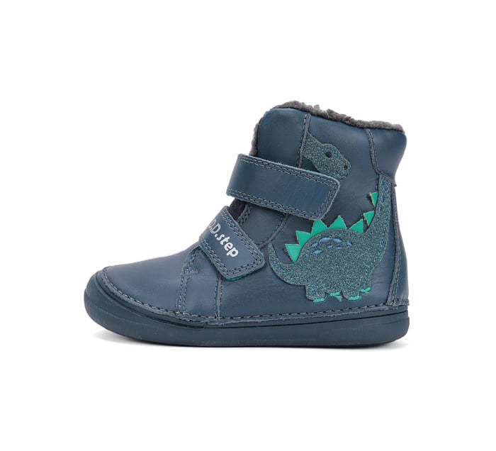 Ghete băieți îmblănite și impermeabile din piele naturală, cu dinozaur - DDStep [3]