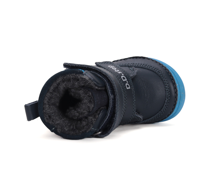Ghete băieți îmblănite și impermeabile din piele naturală negru/albastru- DDStep [5]