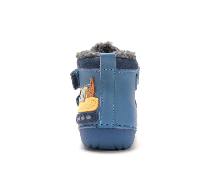 Ghete Copii Baieti DDStep Primii Pași Imblanite Albastru cu Macara W015-62928B - Piele Naturală [4]