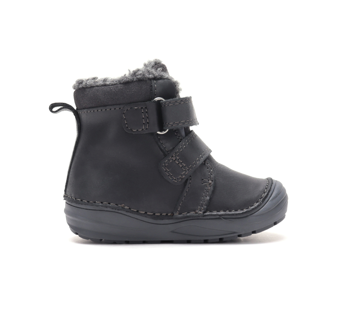 Ghete Copii Baieti Primii Pași  Imblanite DDStep Negre cu Mașină de Pompieri Brodată W071-62477B - Piele Naturală [5]