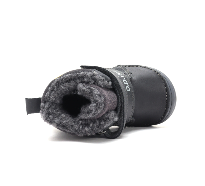 Ghete Copii Baieti Primii Pași  Imblanite DDStep Negre cu Mașină de Pompieri Brodată W071-62477B - Piele Naturală [6]