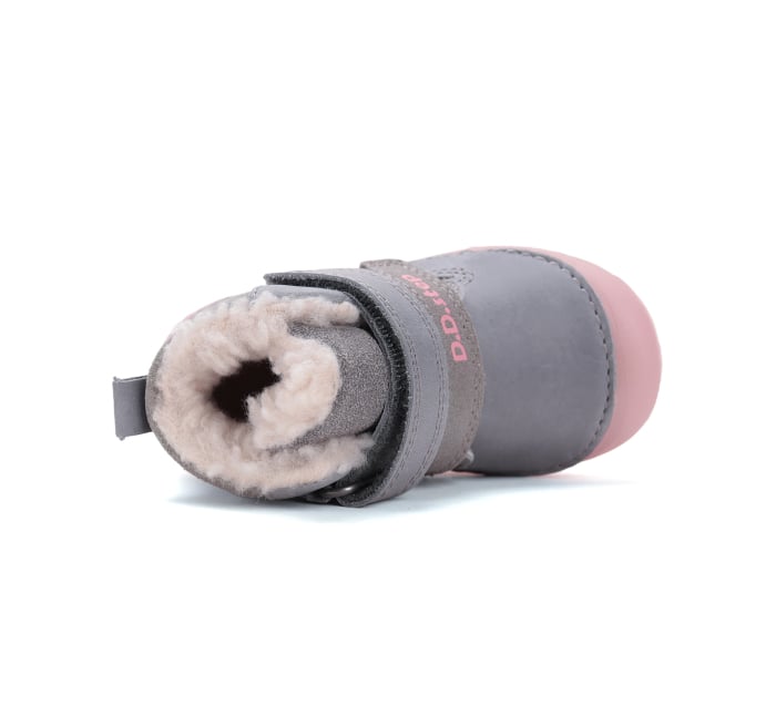 Ghete fete îmblănite din piele naturală gri/roz fosforescente- DDStep [6]