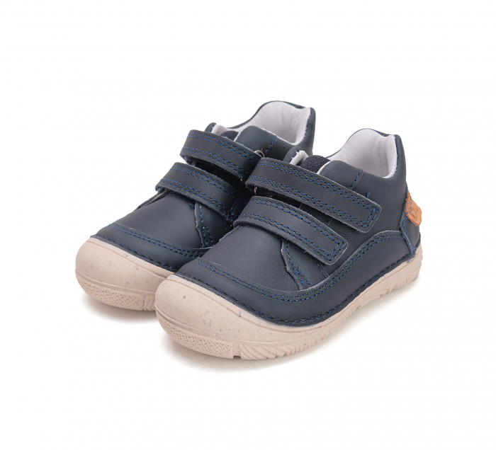 Pantofi baieti din piele naturala, barefoot bleumarin DD Step [1]